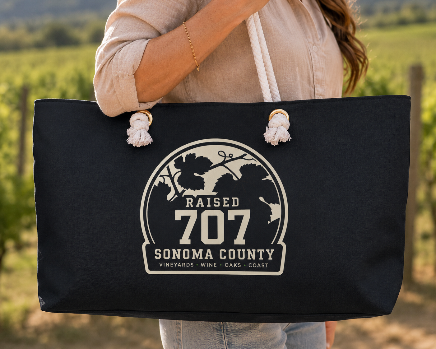 Raised in Sonoma County Tote Bag, Wine Country Gift, Vineyard Tote, California Wine Lover Gift, Local Pride