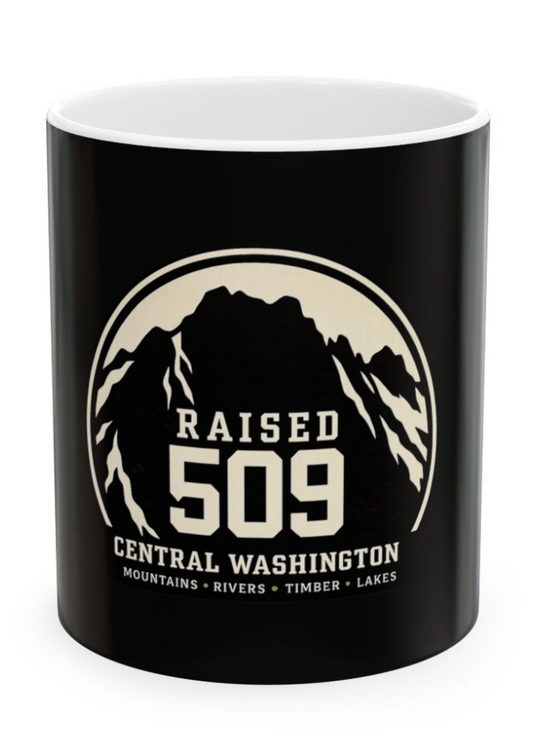 Raised 509 Coffee Mug | Central Washington Mug | 509 Area Code Gift | Mountain Coffee Cup | Spokane Wenatchee Yakima Gift