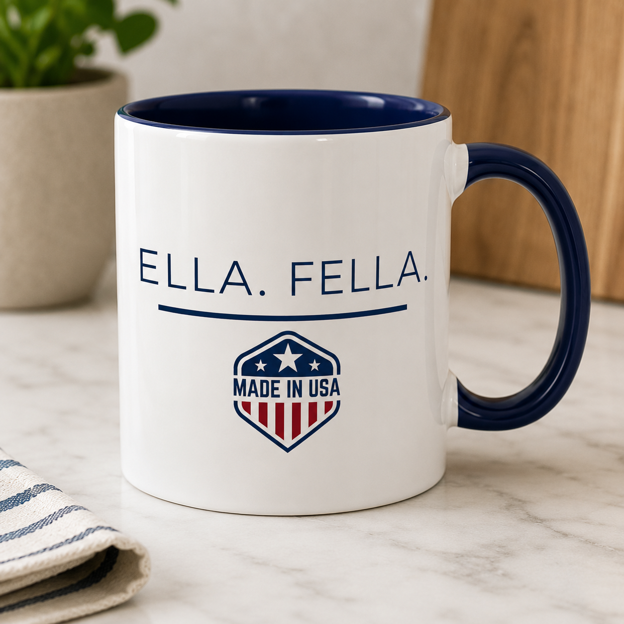 Ella Fella Made in USA Mug, Patriotic Coffee Mug, Funny American Gift, USA Pride Mug, 11oz 15oz Ceramic Cup, Gift for Him
