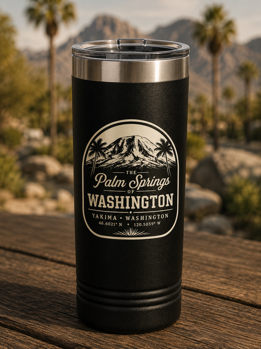 Yakima Palm Springs of Washington Polar Camel 22oz Skinny Tumbler | Washington Area Code Travel Mug | Insulated Coffee Cup | Eastside Gift