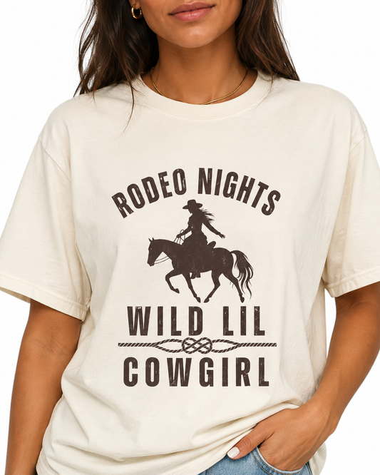 Wild Little Cowgirl Rodeo Nights Tee, Country Concert Shirt, Western Cowgirl Tee, Rodeo Graphic Shirt, Horse Lover Gift