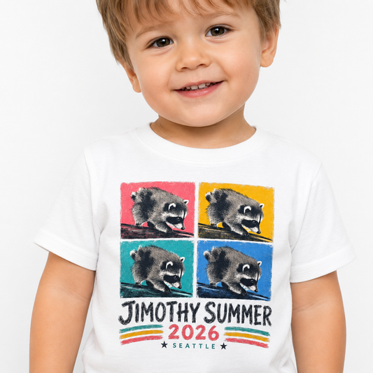 Jimothy Summer 2026 Seattle | Raccoon Pop Art Baby T-Shirt