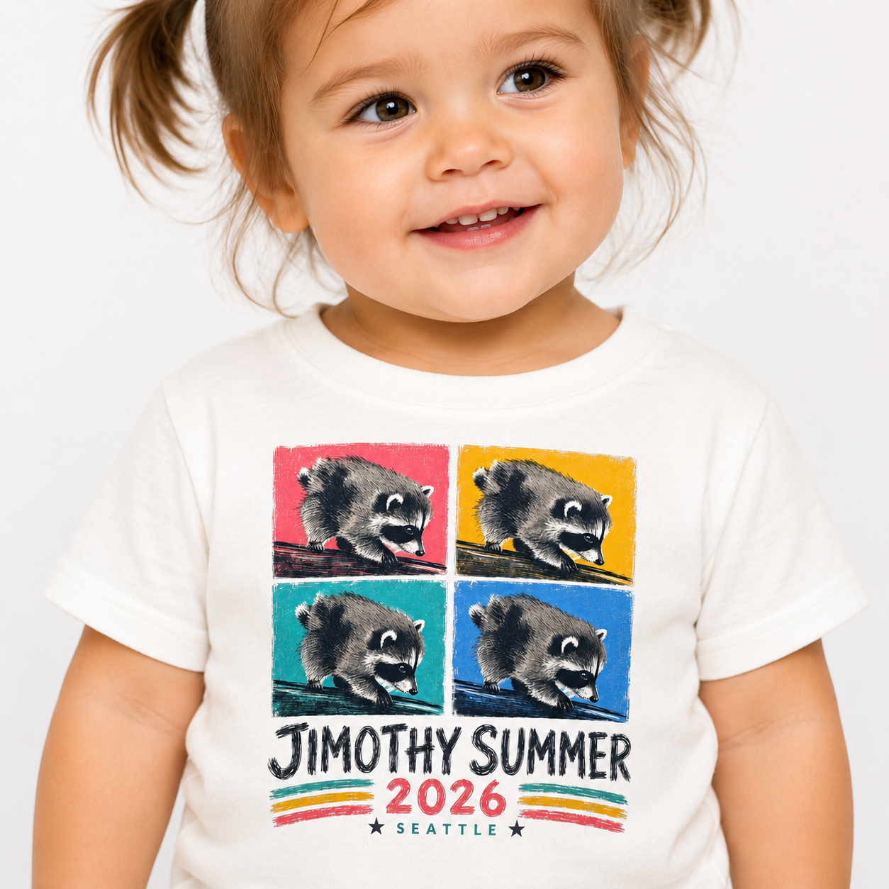 Jimothy Summer 2026 Seattle | Raccoon Pop Art Baby T-Shirt