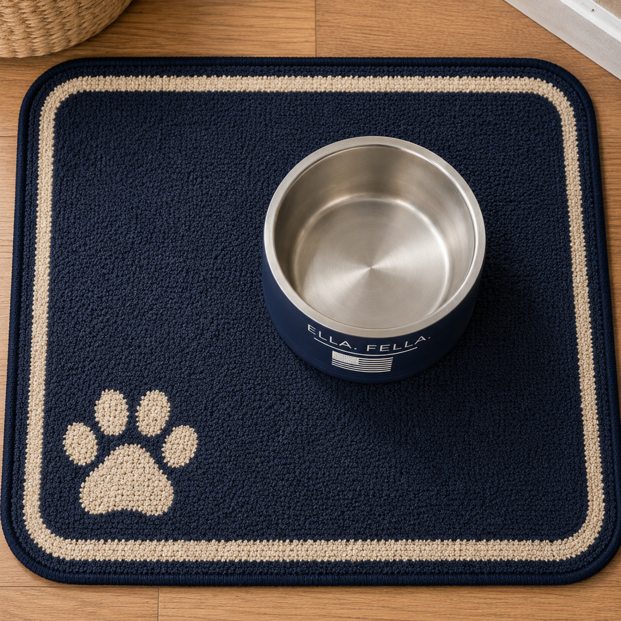 Ella Fella Americana Flag Pet Bowl | Personalized Stainless Steel Dog Bowl | Custom Pet Bowl | Dog Lover Gift