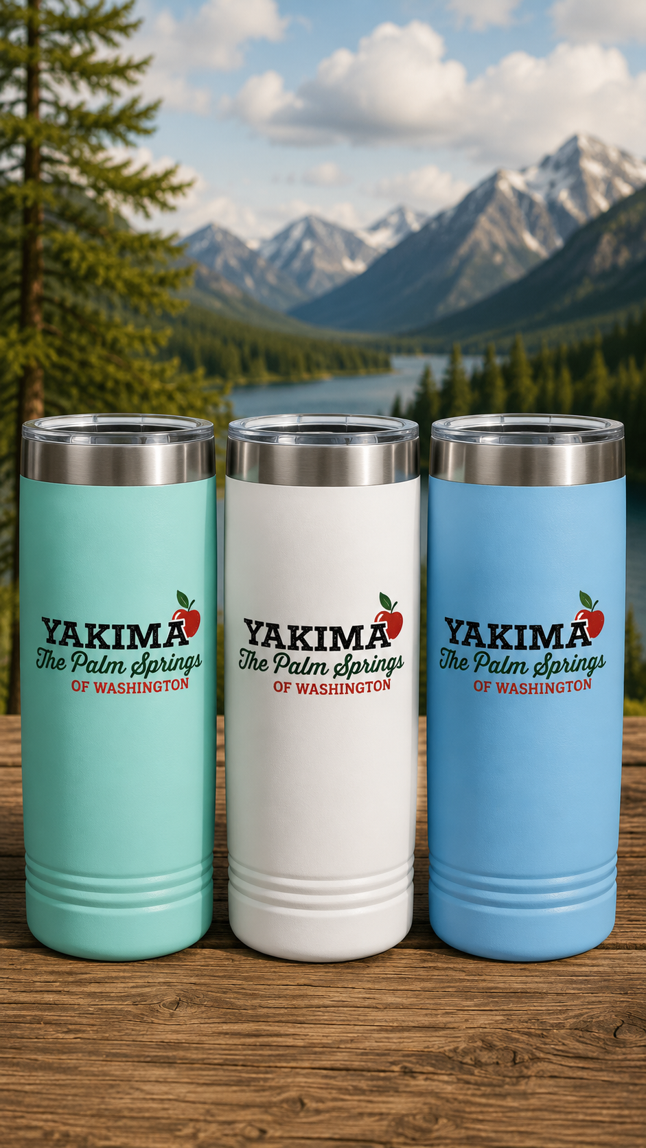 Yakima Palm Springs of Washington Polar Camel 22oz Skinny Tumbler | Washington Area Code Travel Mug | Insulated Coffee Cup | Eastside Gift