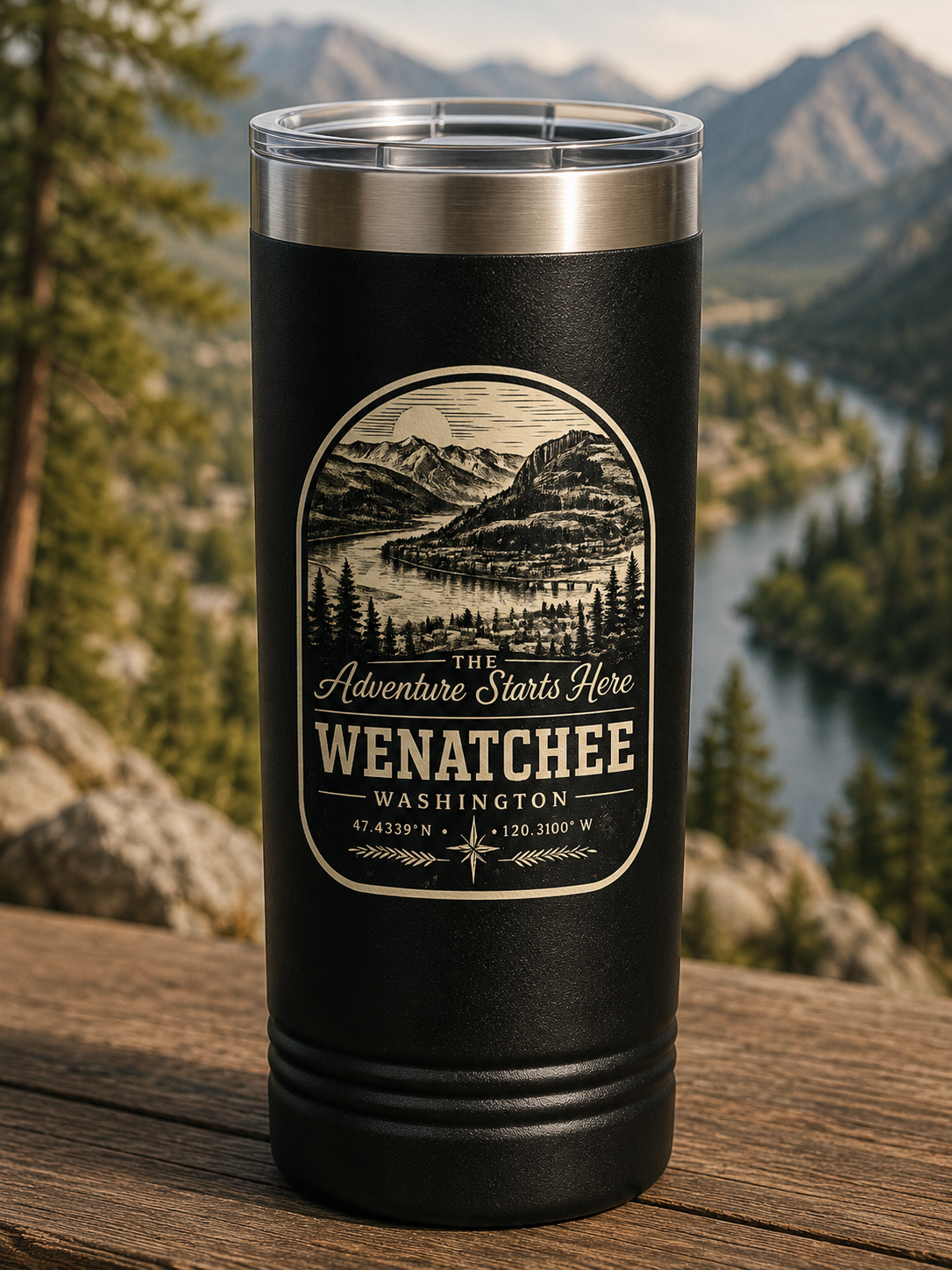 Wenatchee Polar Camel 22oz Skinny Tumbler | Washington Area Code Travel Mug | Mountain Insulated Coffee Cup | Eastside Gift