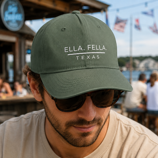 Ella Fella Texas Dad Hat, Embroidered Cotton Baseball Cap, Vintage Washed Adjustable Hat, Texas Gift for Men, Coastal Cap