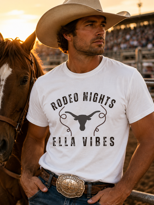 Rodeo Nights Ella Vibes Shirt, Western Cowboy Tee, Longhorn Graphic Shirt, Country Concert Tee, Cowboy Rodeo Shirt