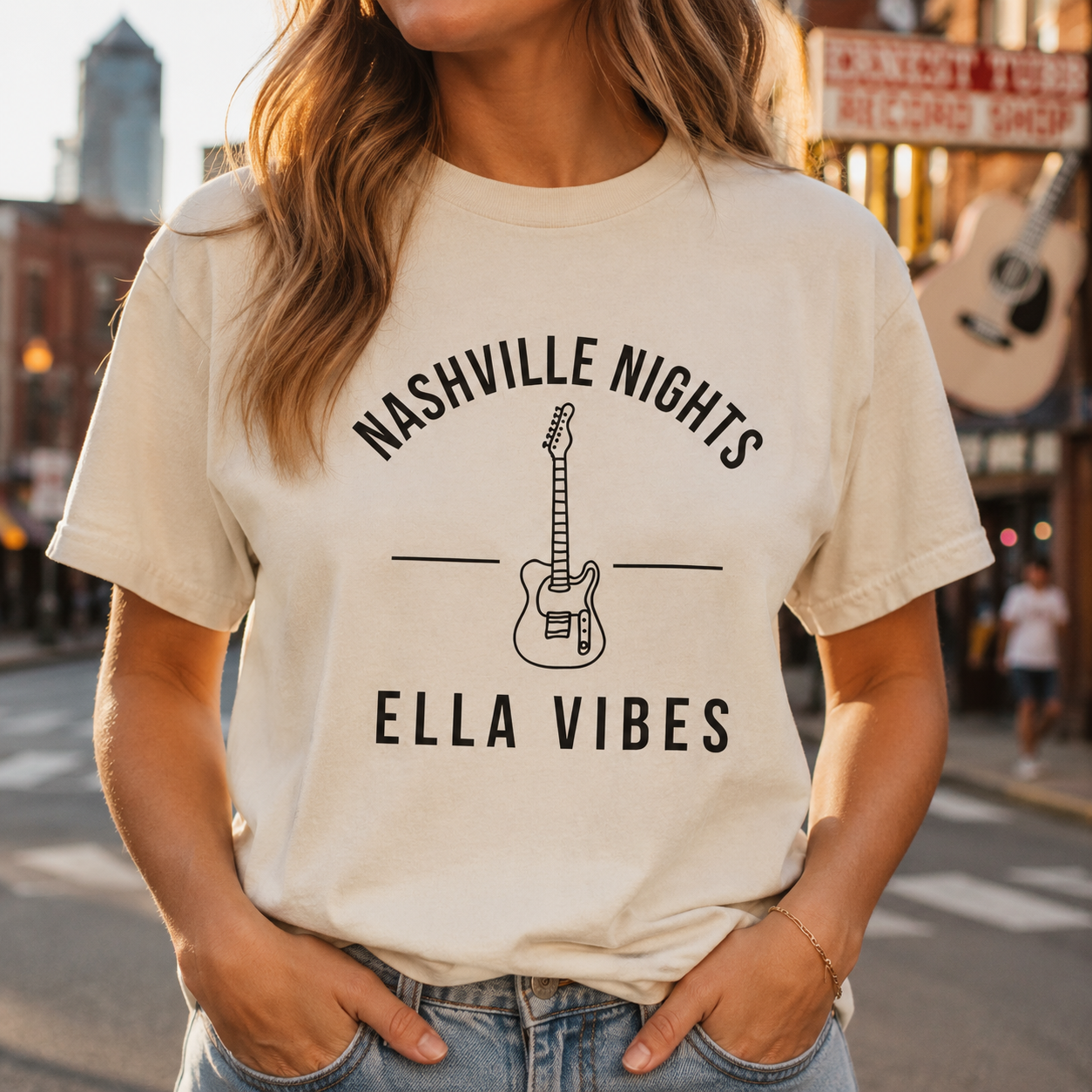 Nashville Nights Ella Vibes T-shirt | Electric Guitar Country Music Tee