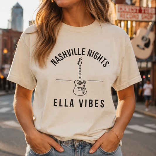 Nashville Nights Ella Vibes T-shirt | Electric Guitar Country Music Tee