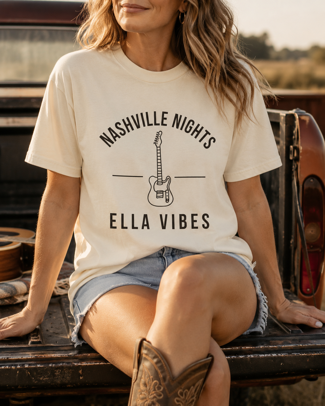 Nashville Nights Ella Vibes T-shirt | Electric Guitar Country Music Tee