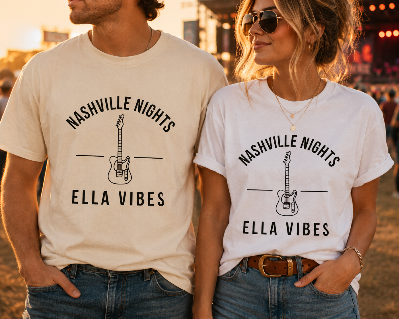Nashville Nights Ella Vibes T-shirt | Electric Guitar Country Music Tee