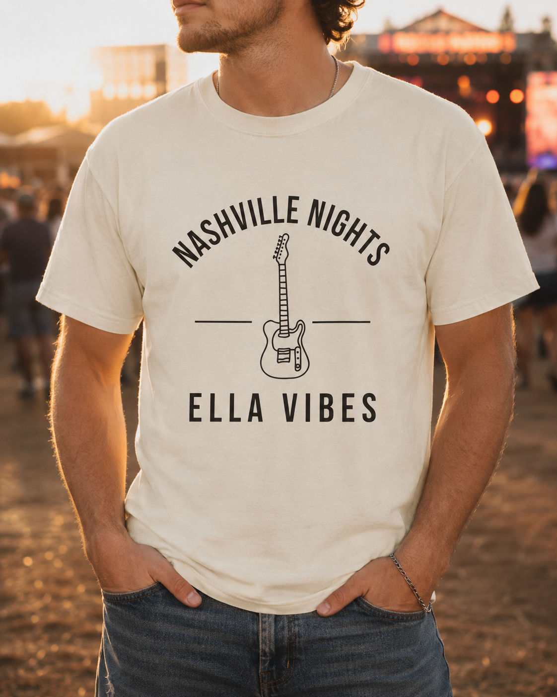 Nashville Nights Ella Vibes T-shirt | Electric Guitar Country Music Tee