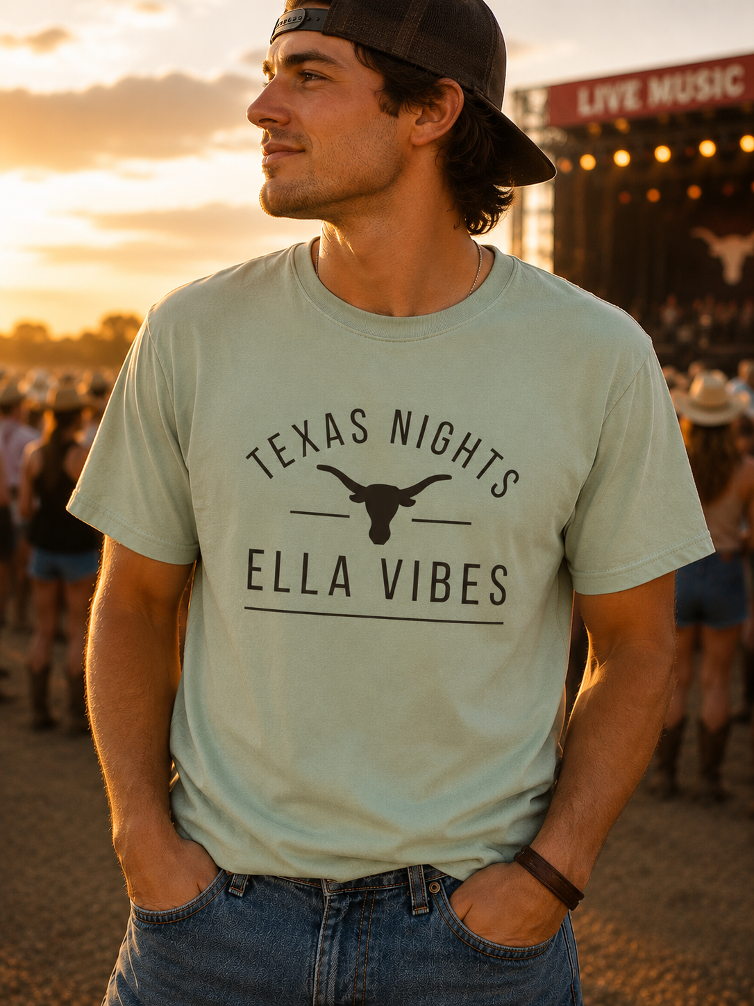 Texas Nights Ella Vibes Shirt Country Concert Western Cowgirl Cowboy Graphic Tee