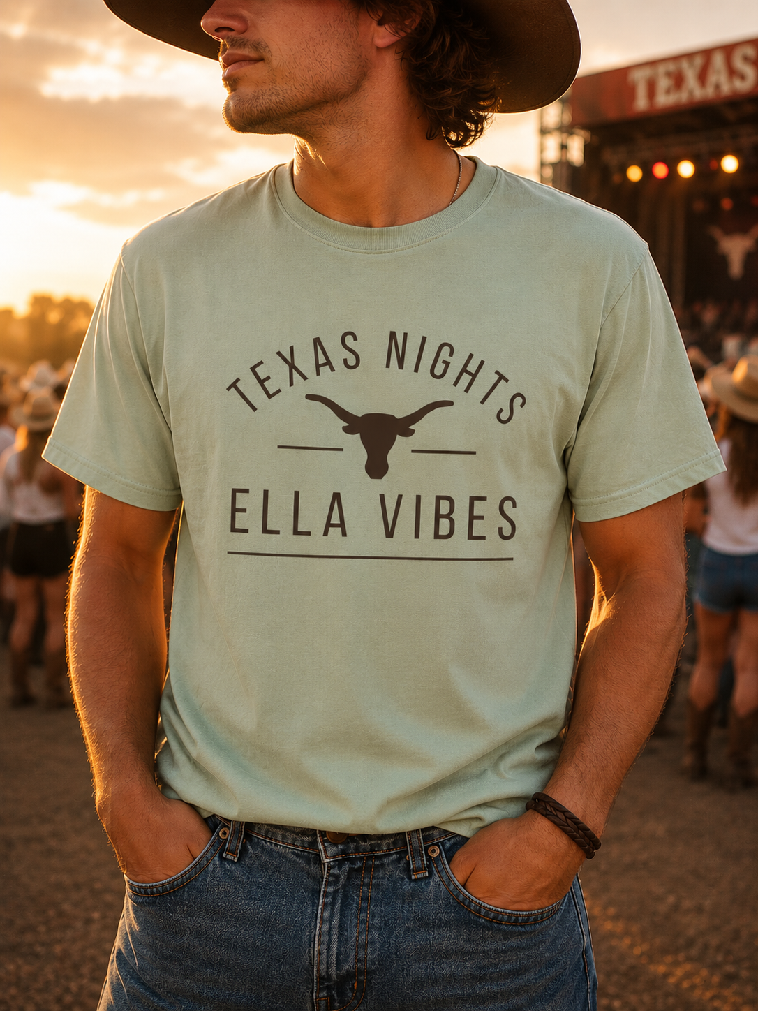 Texas Nights Ella Vibes Shirt Country Concert Western Cowgirl Cowboy Graphic Tee