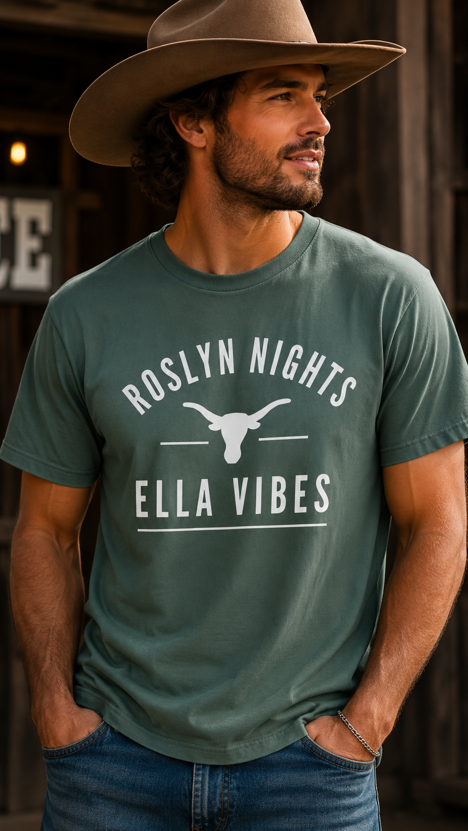 Roslyn Nights Ella Vibes T-Shirt | Unisex | Longhorn Skull Graphic | Rodeo Tee | Country Concerts