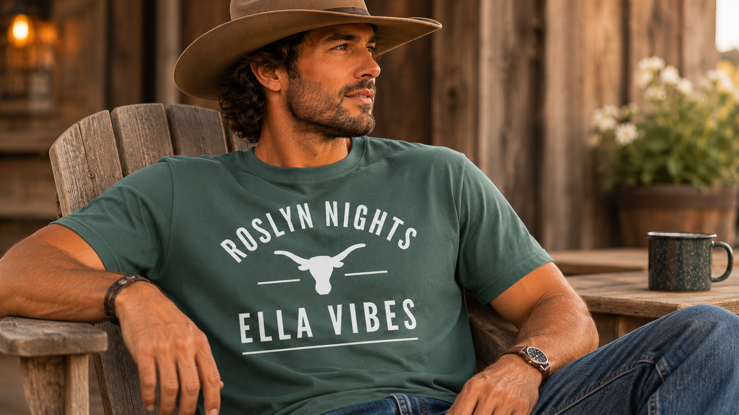 Roslyn Nights Ella Vibes T-Shirt | Unisex | Longhorn Skull Graphic | Rodeo Tee | Country Concerts