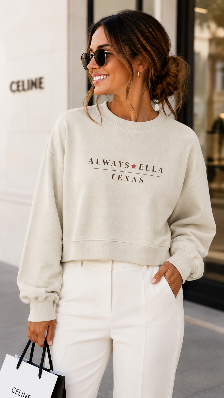 Always Ella Texas Cropped Sweatshirt | Women's Western Boutique Sweatshirt | Country Concert Outfit