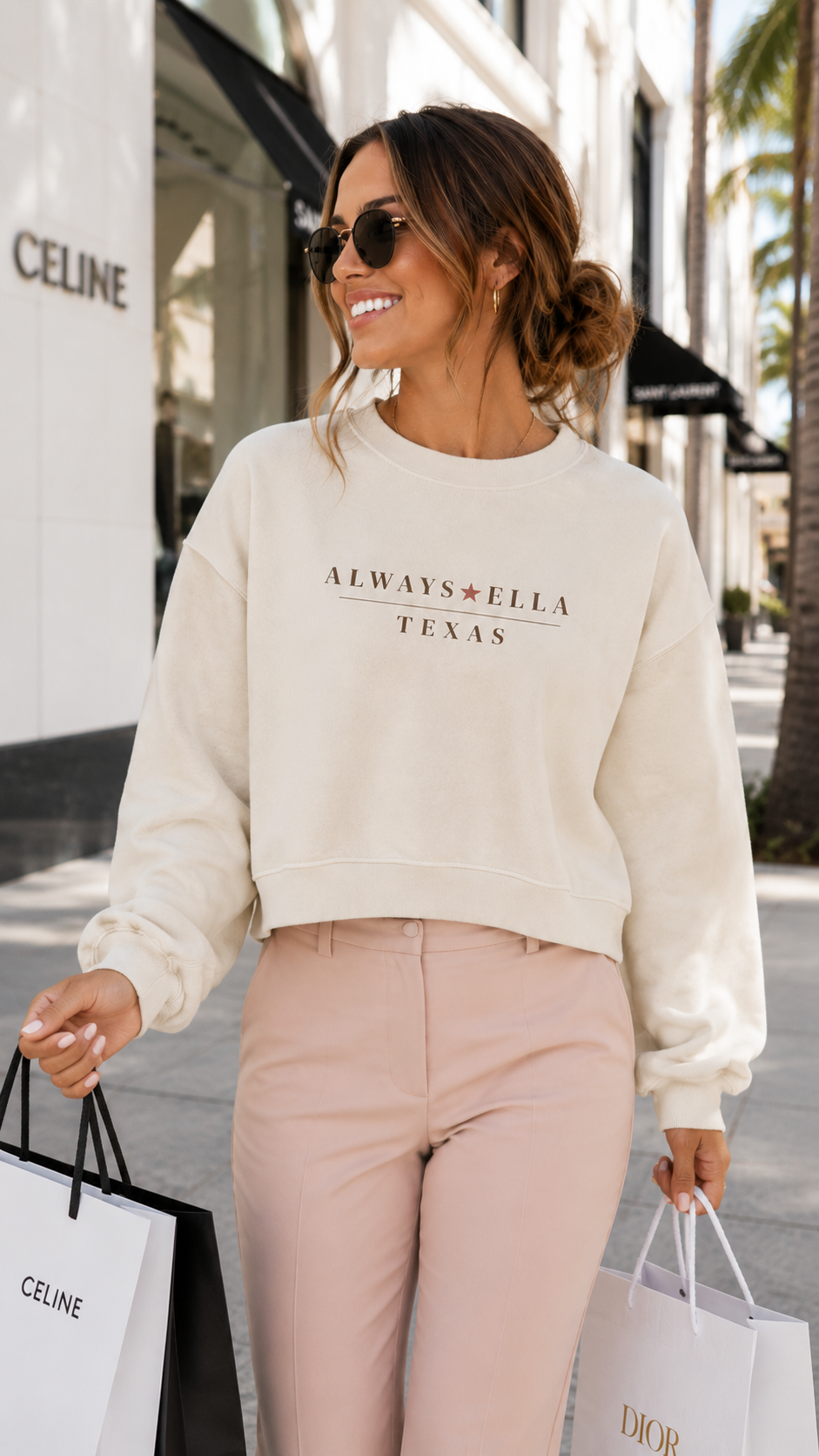 Always Ella Texas Cropped Sweatshirt | Women's Western Boutique Sweatshirt | Country Concert Outfit
