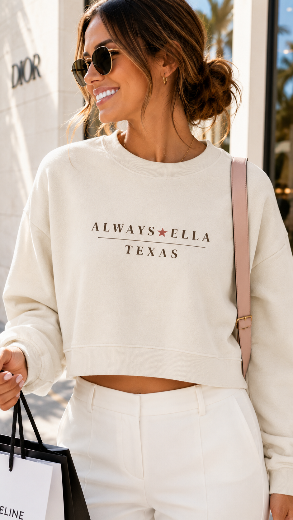 Always Ella Texas Cropped Sweatshirt | Women's Western Boutique Sweatshirt | Country Concert Outfit