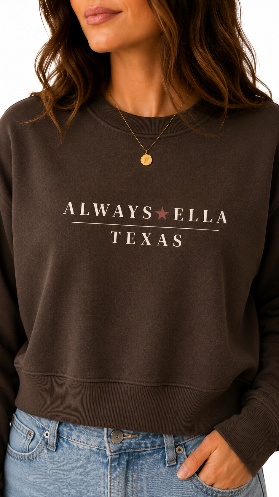 Always Ella Texas Cropped Sweatshirt | Women's Western Boutique Sweatshirt | Country Concert Outfit
