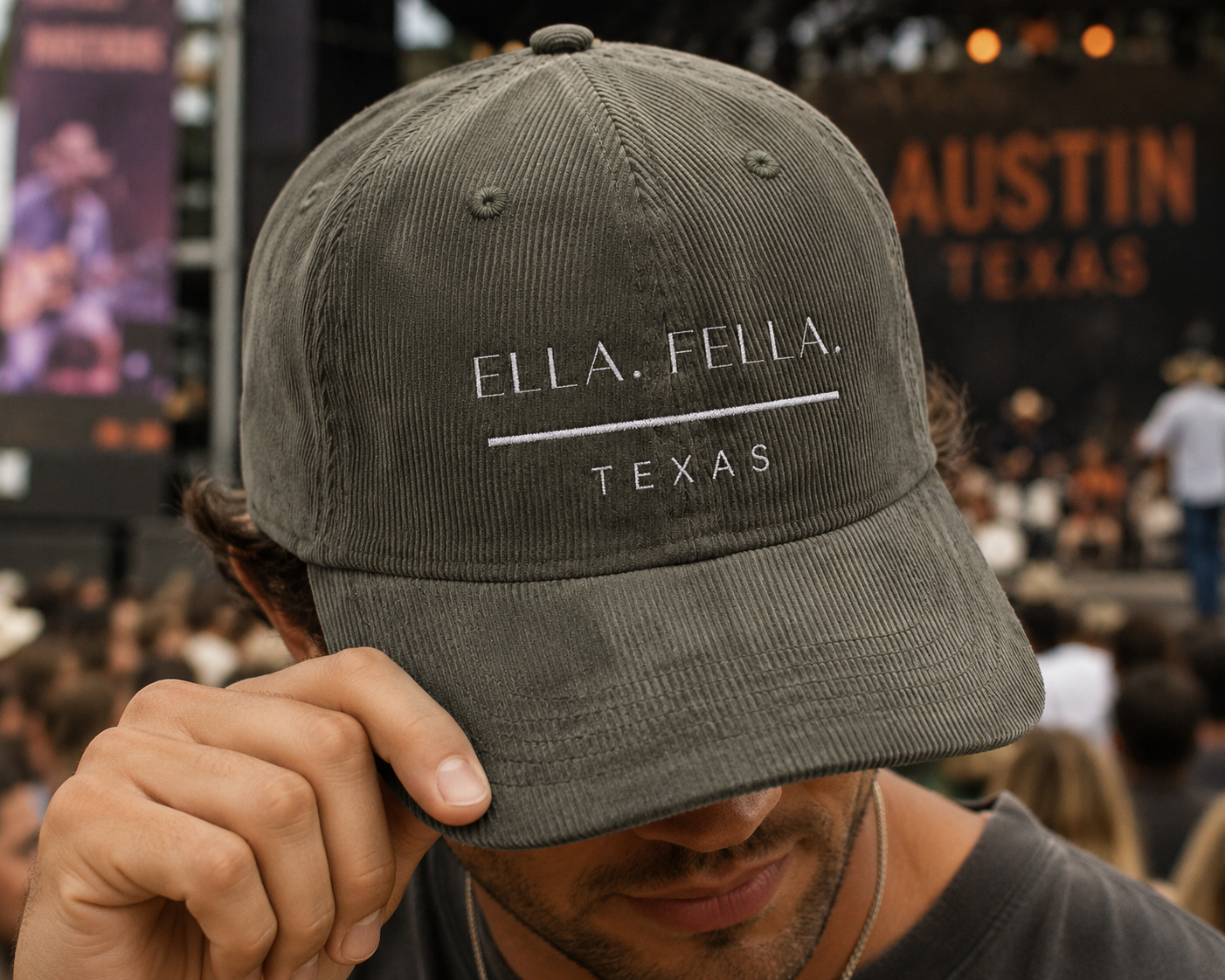 Ella Fella Texas Corduroy Hat, Men's Texas Hat, Country Concert Hat, Western Cap, Austin Style, Cowboy Gift