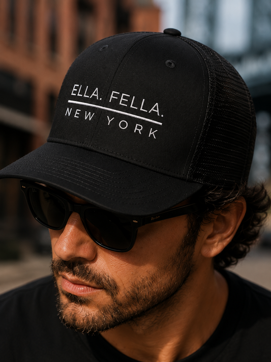 Ella Fella New York Trucker Cap | Embroidered Snapback Hat | New York Concerts
