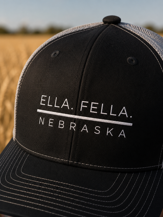 Ella Fella Nebraska Trucker Cap | Embroidered Snapback Hat | Lincoln Concerts