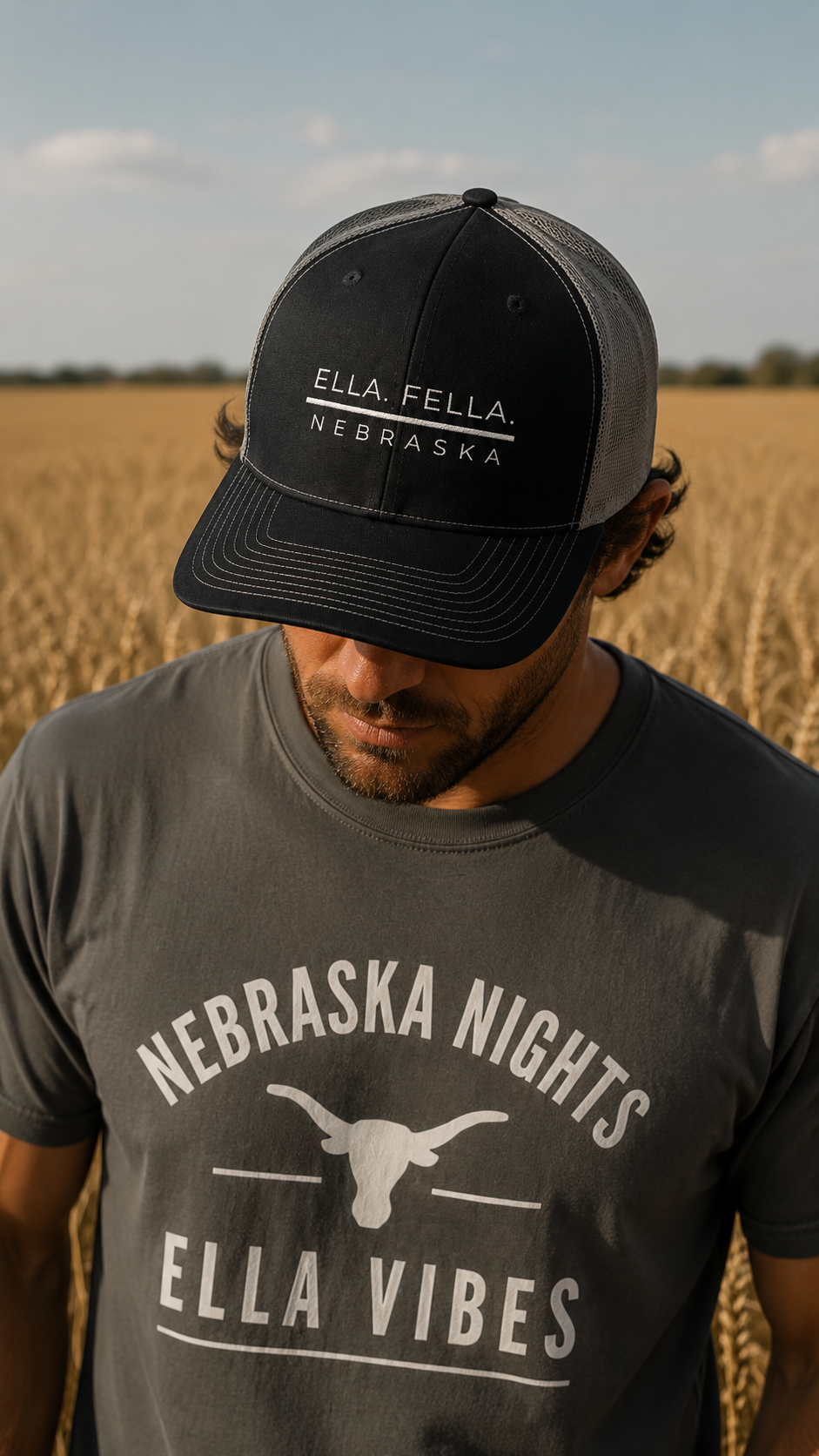 Ella Fella Nebraska Trucker Cap | Embroidered Snapback Hat | Lincoln Concerts