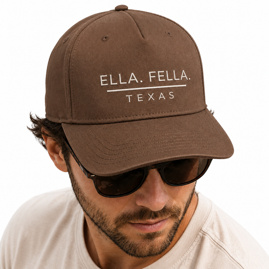 Ella Fella Texas Snapback Hat, Embroidered Trucker Cap, High Profile Curved Brim Hat, Texas Gift for Men, Western Cap