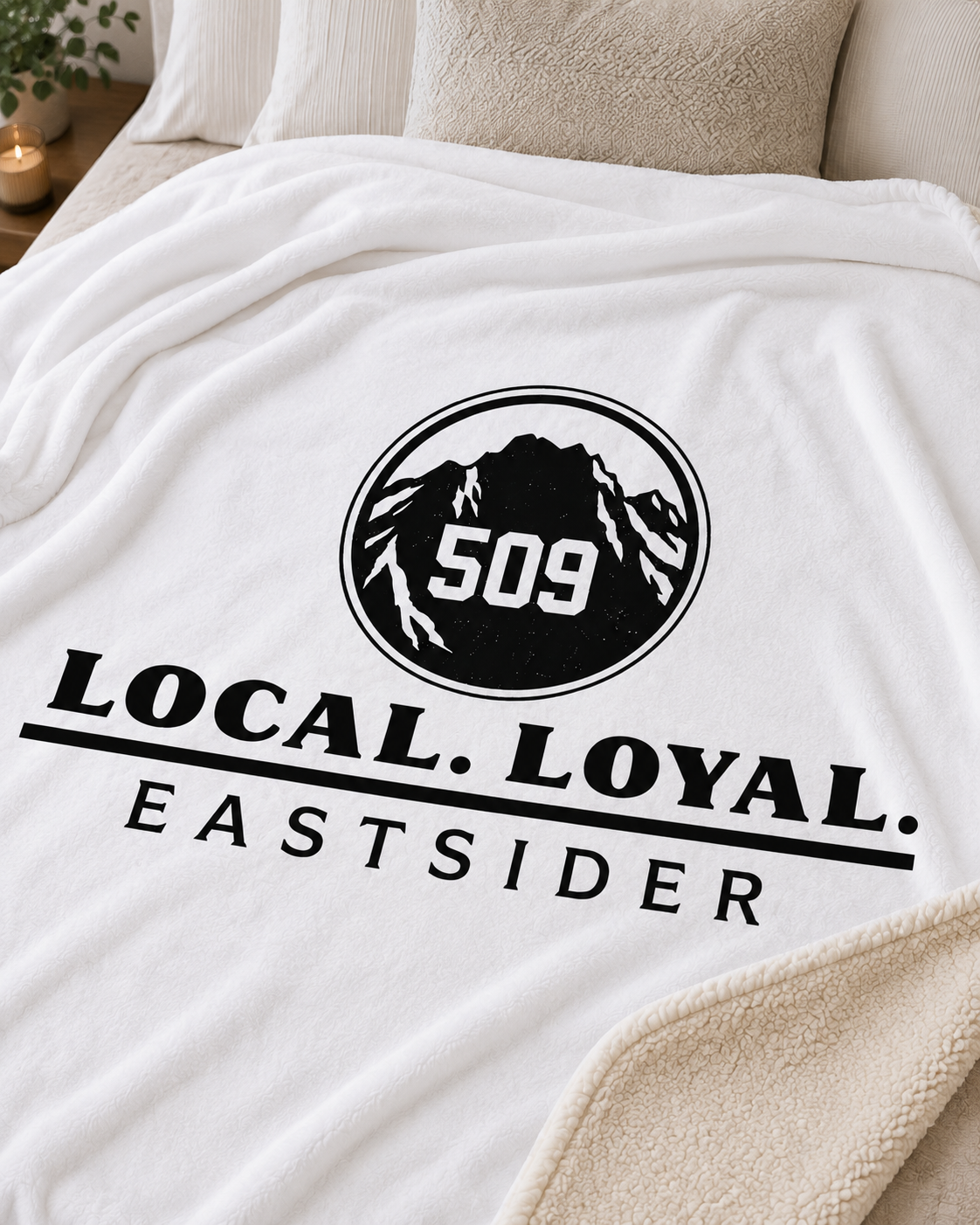 Local Loyal Eastsider Sherpa Blanket | 509 Throw Blanket | Central Washington Gift | Cozy Fleece Blanket | Housewarming Gift