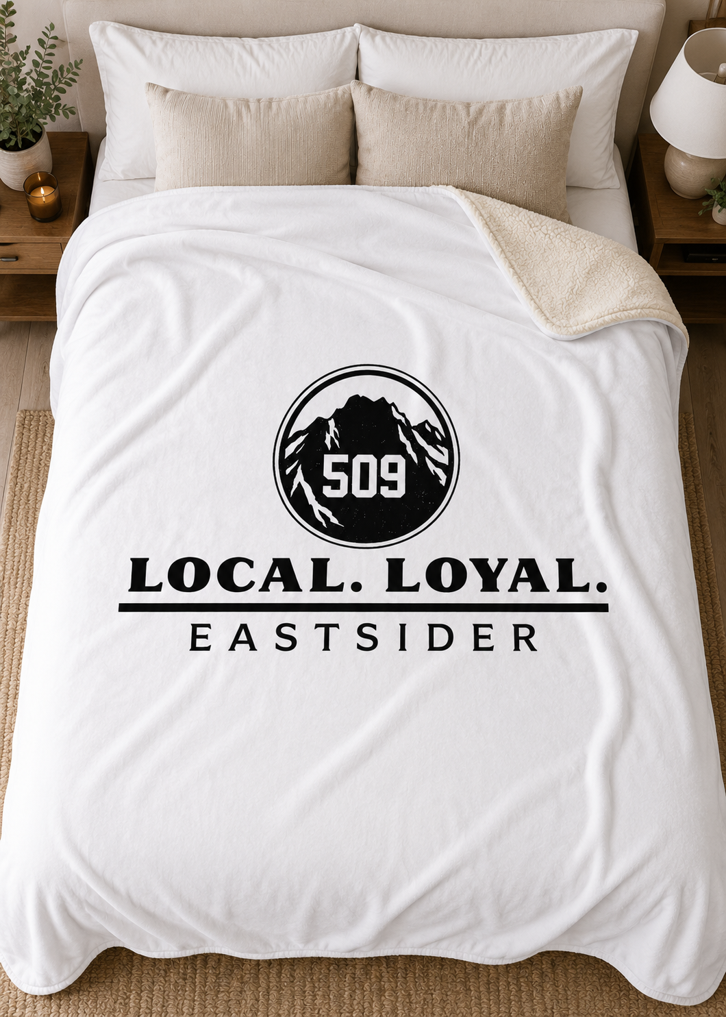 Local Loyal Eastsider Sherpa Blanket | 509 Throw Blanket | Central Washington Gift | Cozy Fleece Blanket | Housewarming Gift