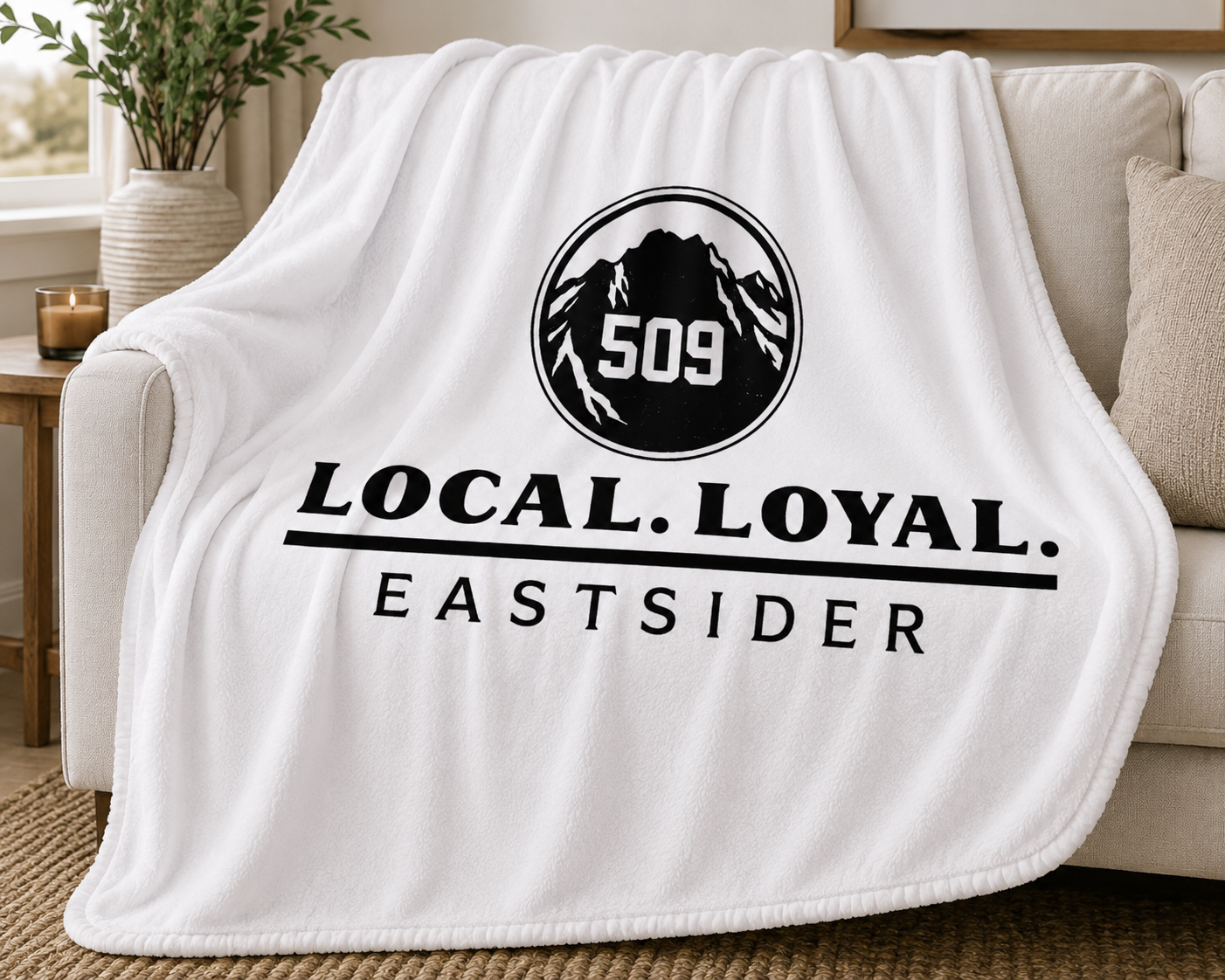 Local Loyal Eastsider Sherpa Blanket | 509 Throw Blanket | Central Washington Gift | Cozy Fleece Blanket | Housewarming Gift