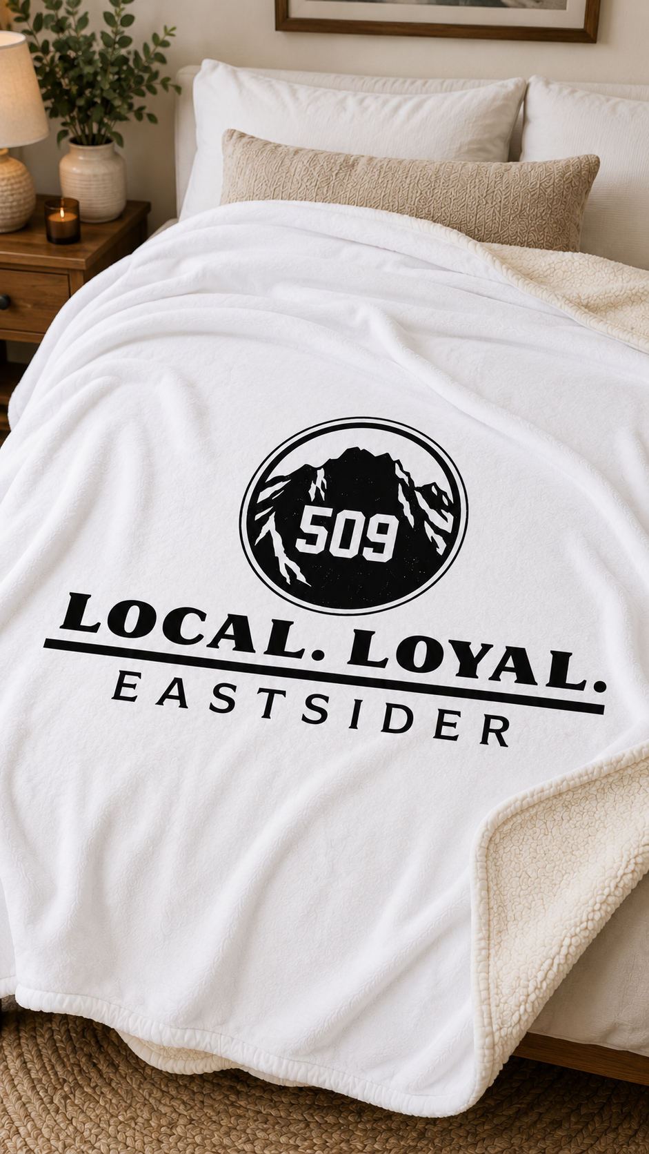 Local Loyal Eastsider Sherpa Blanket | 509 Throw Blanket | Central Washington Gift | Cozy Fleece Blanket | Housewarming Gift