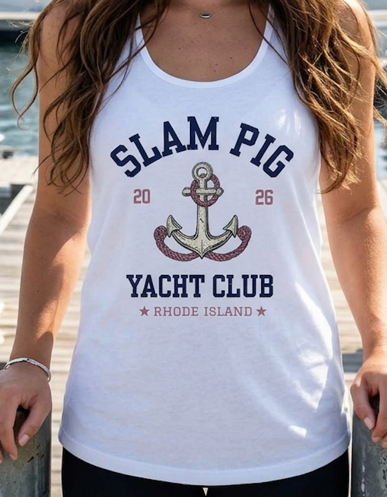 Slam Pig Yacht Club SPYC Racerback Tank Rhode Island RHORI Womens