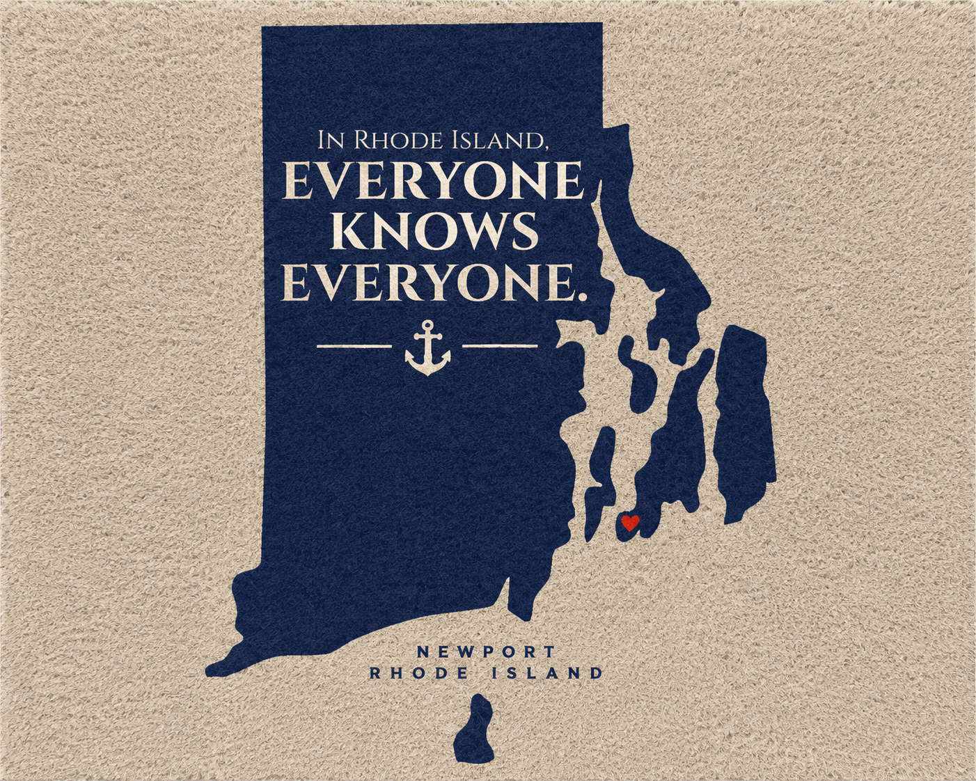 Rhode Island Doormat Newport Welcome Mat Everyone Knows Everyone Map Door Mat