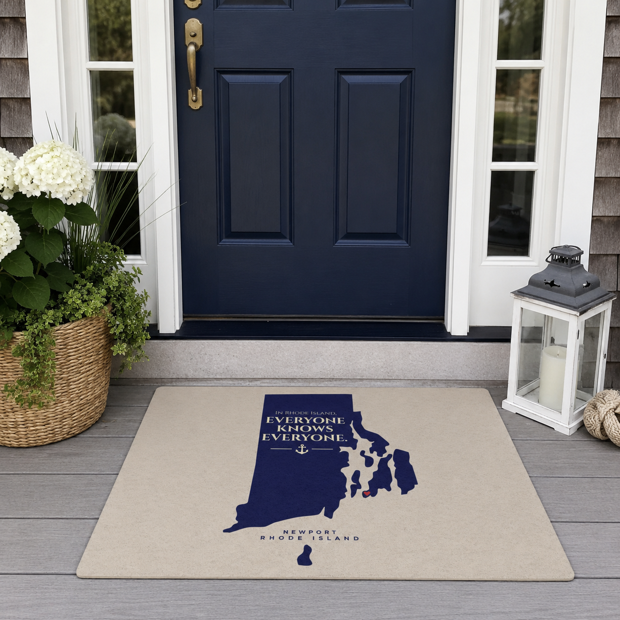 Rhode Island Doormat Newport Welcome Mat Everyone Knows Everyone Map Door Mat