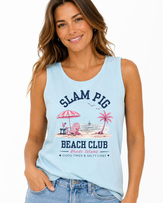 Slam Pig Beach Club Shirt, Rhode Island Beach Tee, Coastal Vacation Shirt, Preppy Summer Graphic Tee, Nautical Ocean Shirt