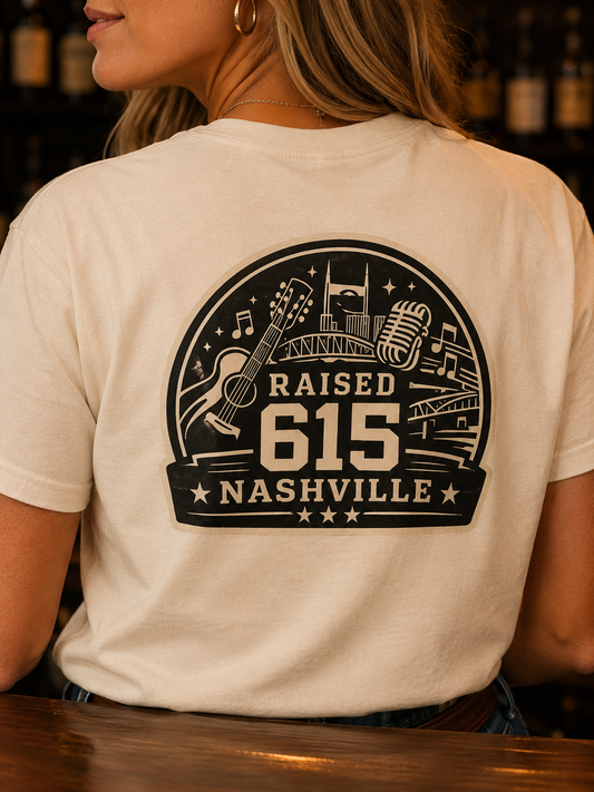 Raised 615 Shirt, Nashville Local Tee, Nashville Tennessee T-Shirt, Music City Shirt, Tennessee Pride Shirt, Comfort Colors Tee