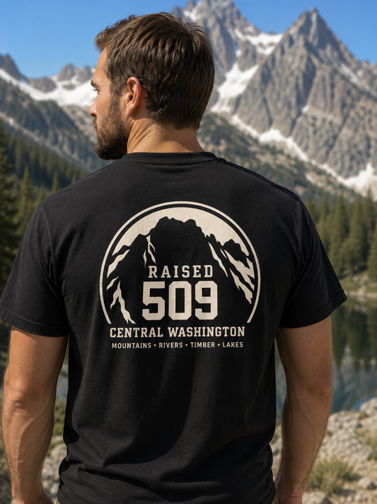Raised 509 Central Washington Shirt, PNW Tee, Washington Mountains Shirt, Eastern WA Gift, Hiking Camping Outdoors Tee