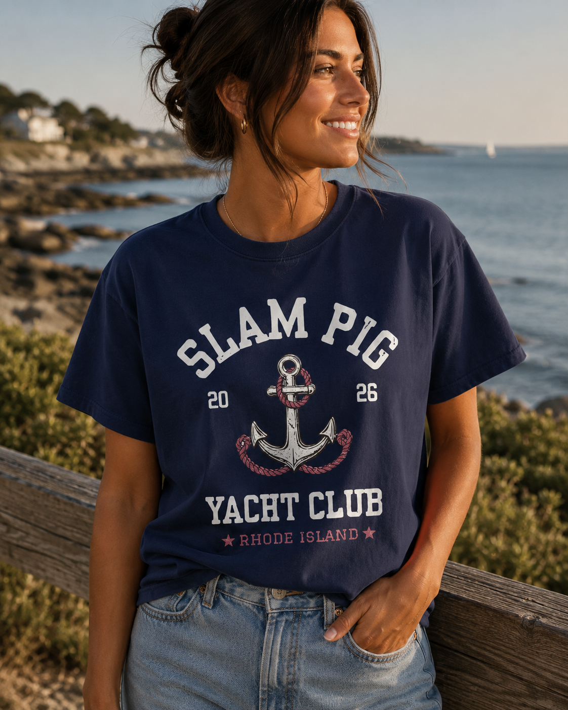 Slam Pig Yacht Club T-Shirt | Rhode Island Nautical Tee RHORI
