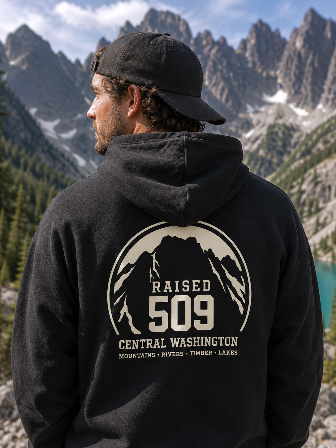 Raised 509 Central Washington Hoodie, Pacific Northwest Sweatshirt, Mountain Hoodie, WA Pride Hoodie, Unisex Outdoor Hoodie