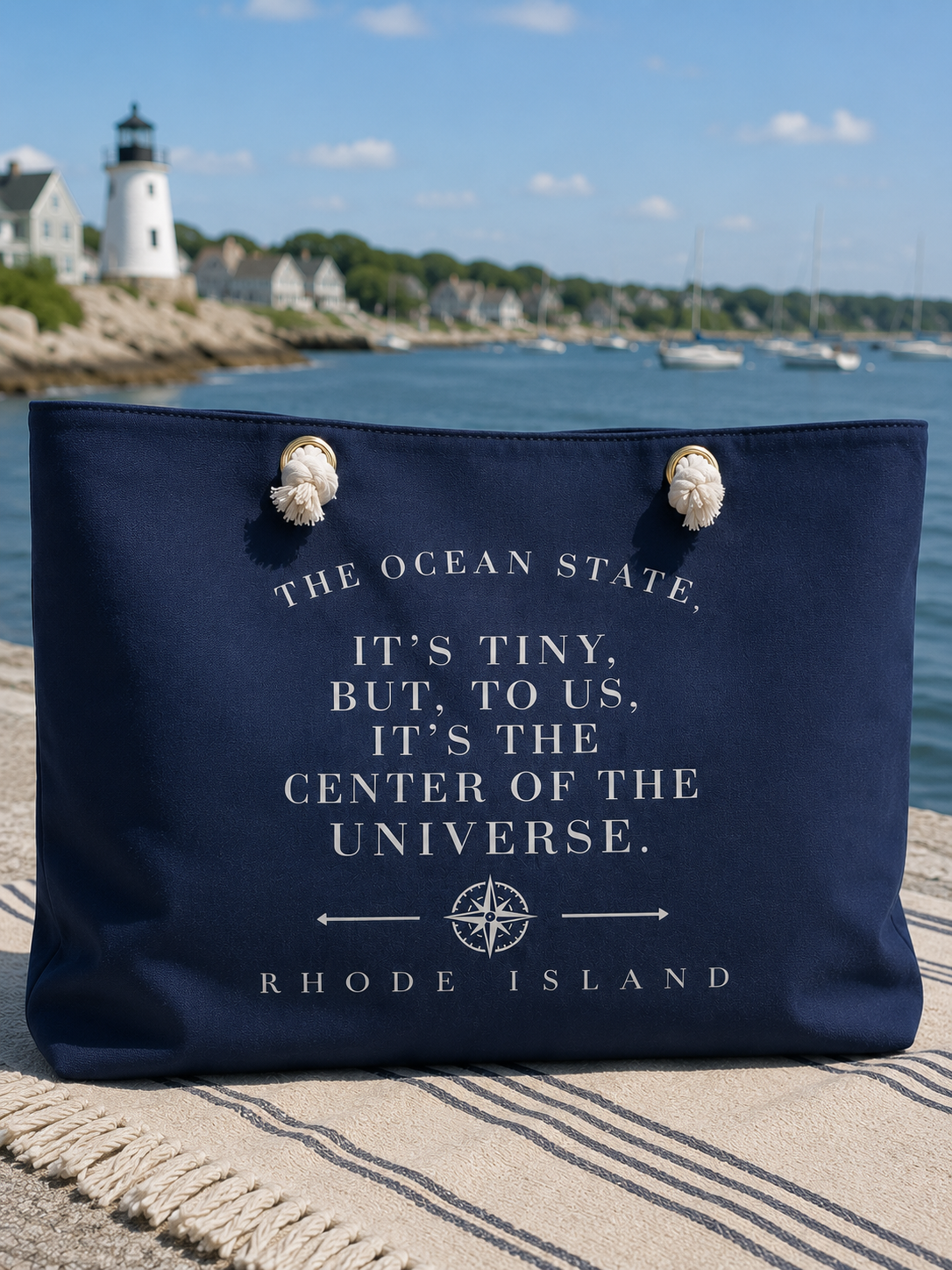 The Ocean State It's Tiny But To Us It's the Center of the Universe Tote Bag, RHORI Rhode Island Beach Bag, Coastal Weekender