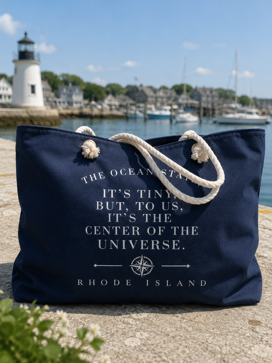 The Ocean State It's Tiny But To Us It's the Center of the Universe Tote Bag, RHORI Rhode Island Beach Bag, Coastal Weekender
