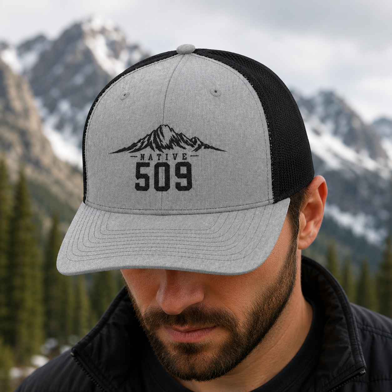 Native 509 Trucker Hat | Cascades Mount Stuart | Mountains 509 Snapback Cap | Central Washington
