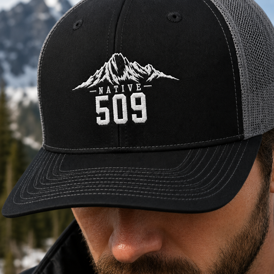 Native 509 Trucker Hat | Cascades Mount Stuart | Mountains 509 Snapback Cap | Central Washington