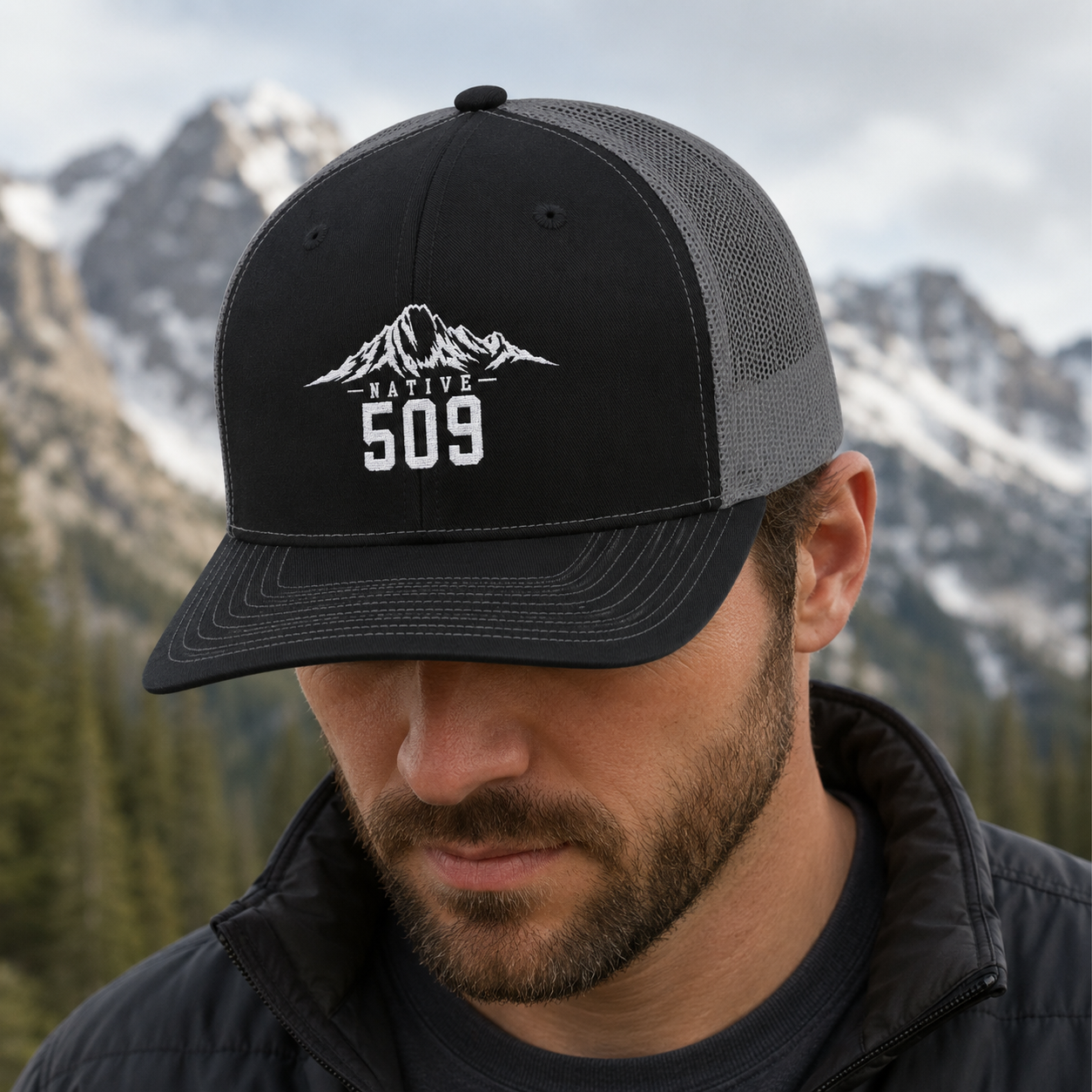 Native 509 Trucker Hat | Cascades Mount Stuart | Mountains 509 Snapback Cap | Central Washington