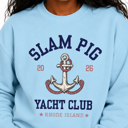 Slam Pig Yacht Club Sweatshirt, Rhode Island RHORI, Coastal Crewneck, Nautical Sweatshirt, Beach Gift