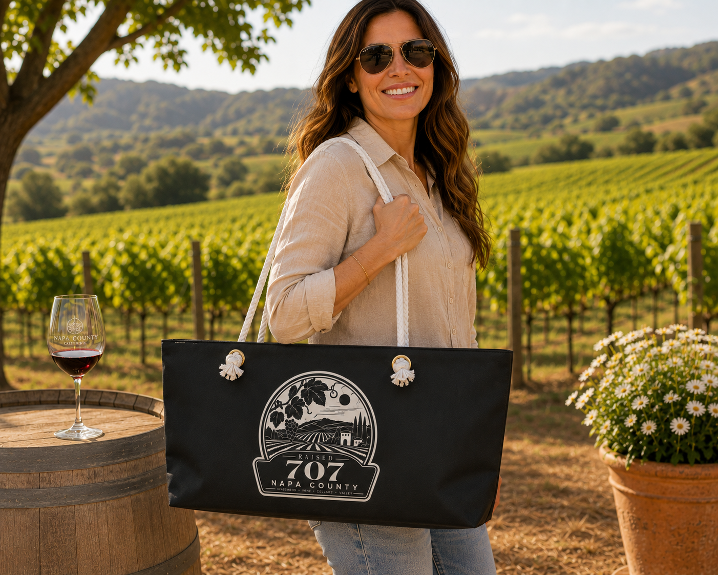 Raised in Napa County Tote Bag, Wine Country Gift, Vineyard Tote, California Wine Lover Gift, Local Pride