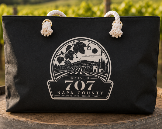 Raised in Napa County Tote Bag, Wine Country Gift, Vineyard Tote, California Wine Lover Gift, Local Pride